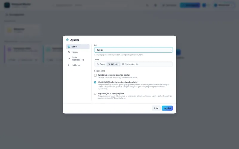 Mastertool ayarları